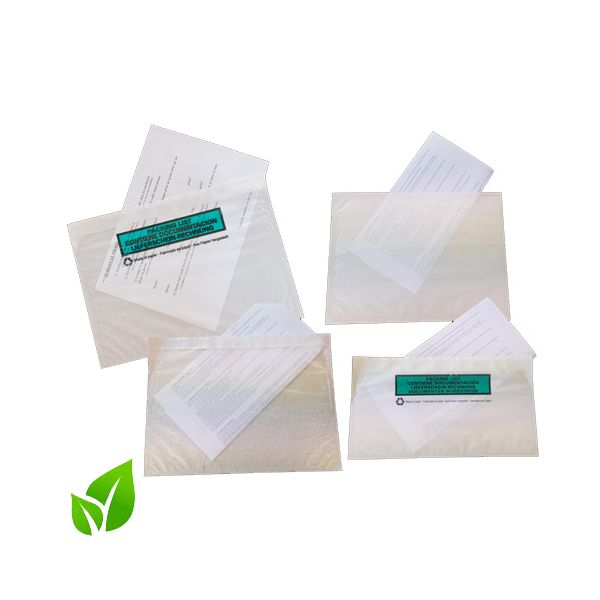 X101012 - Buste adesive in carta ecologica Methodo DL trasparenti - 228x120  mm con scritta doc enclosed - conf. 250 - OFBA srl